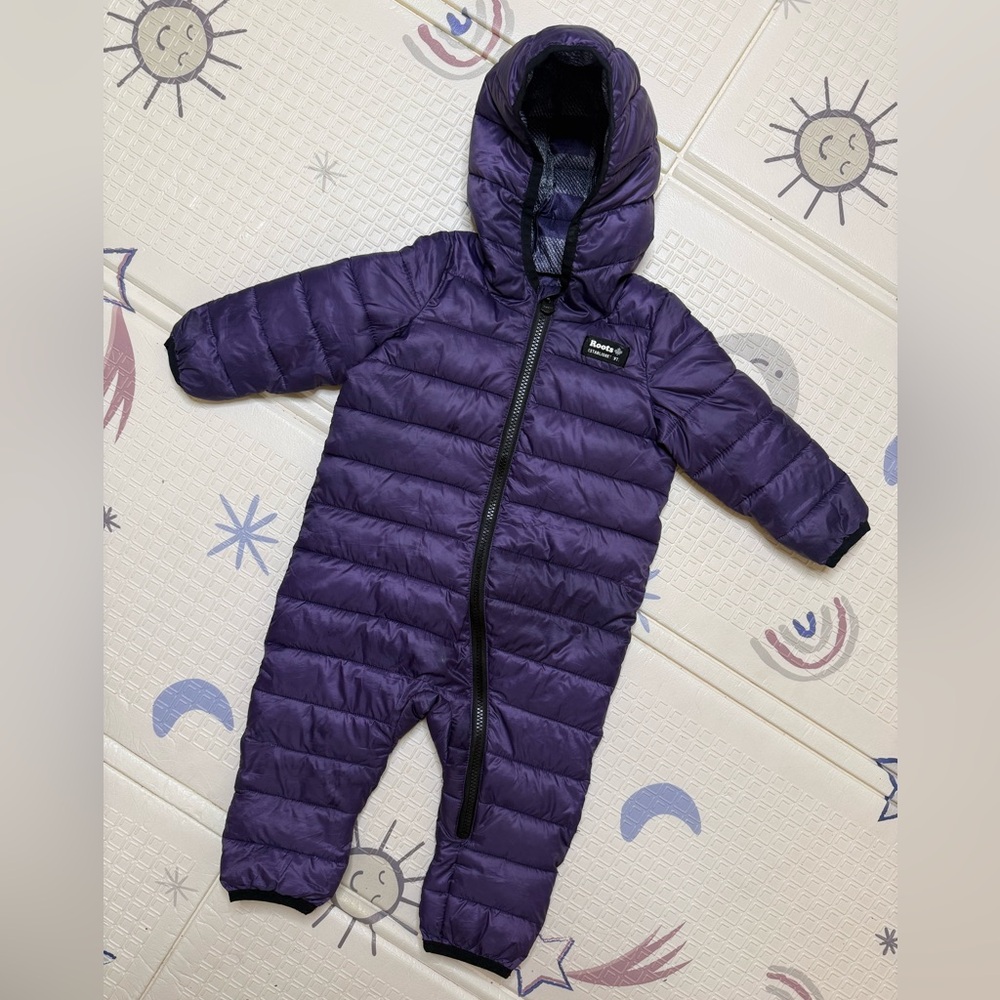 Roots Purple and Gray Checkered Snowsuit